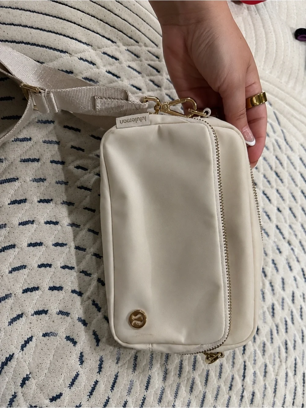 lululemon athletica Cream Compact Crossbody Bag with Gold Hardware